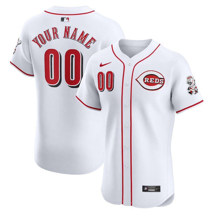 Men Cincinnati Reds Nike White Home Elite Custom MLB Jersey